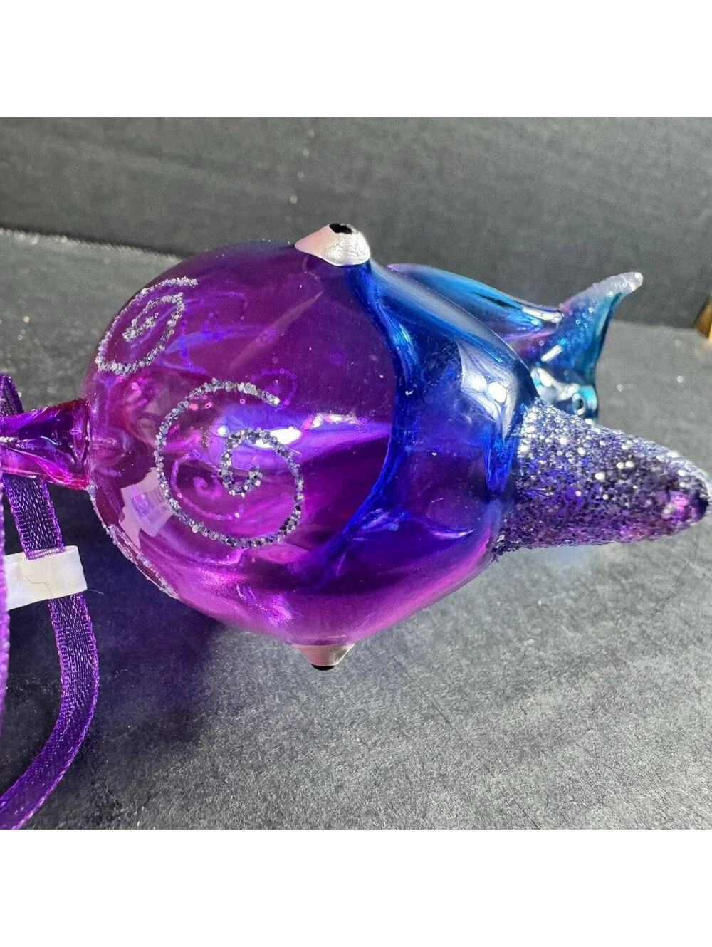 Pier 1 Blown Glass Dolphin Christmas Ornament Nautical Beach Decoration NEW